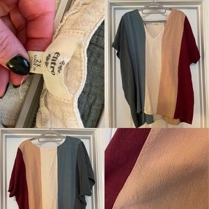 Entro Linen Color Block Shirt Size 2X